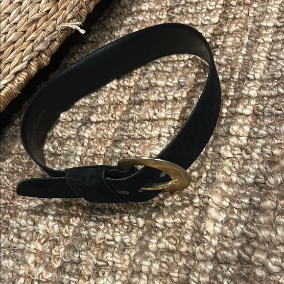 Mikey Toledano Black Genuine Suede Leather Chunky Belt W/ Gold Clasp Size Large main image 4
